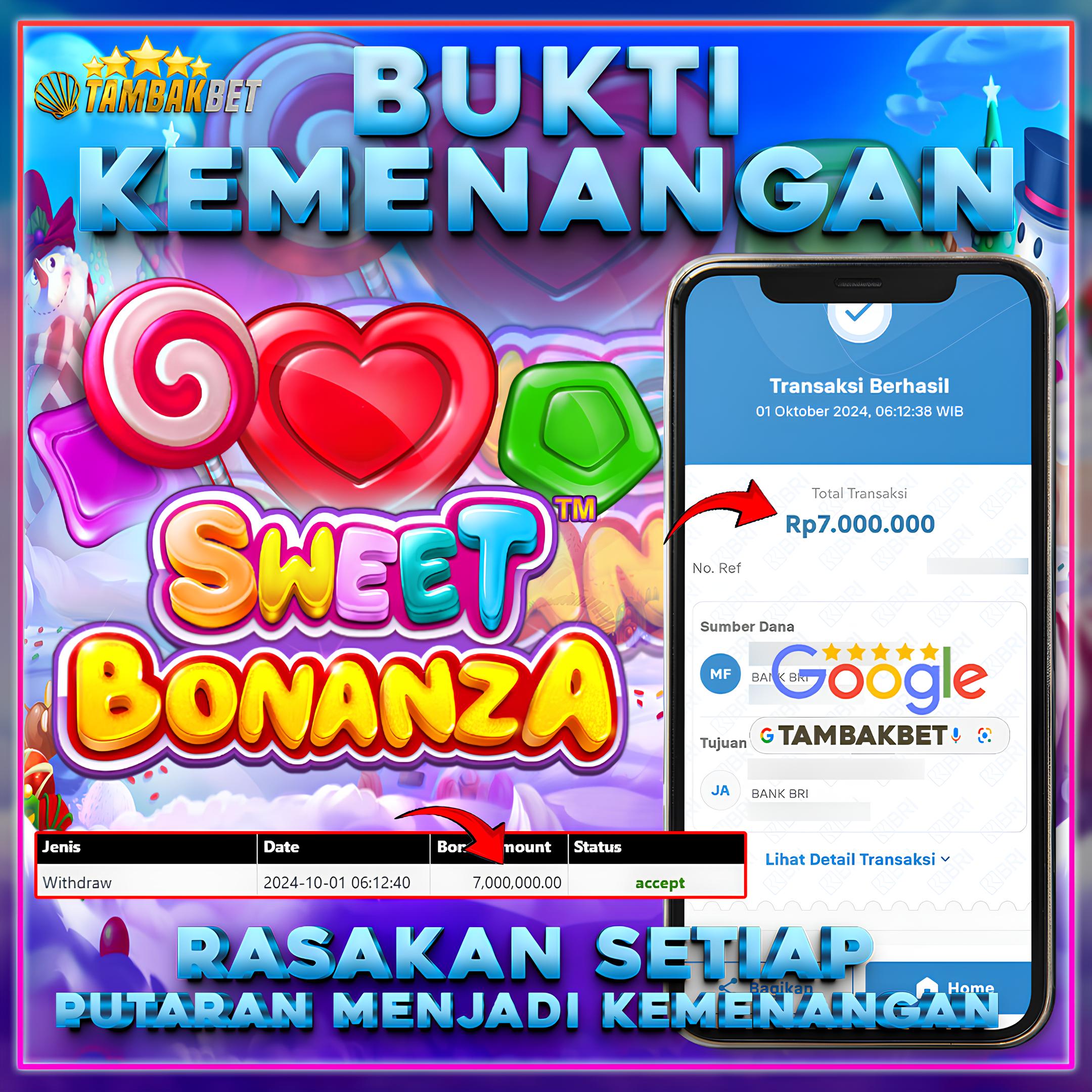 BUKTI JACKPOT SLOT SWEET BONANZA DI TAMBAKBET