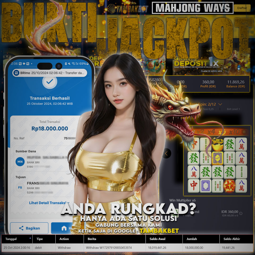 BUKTI JACKPOT MAHJONG WAYS TAMBAKBET